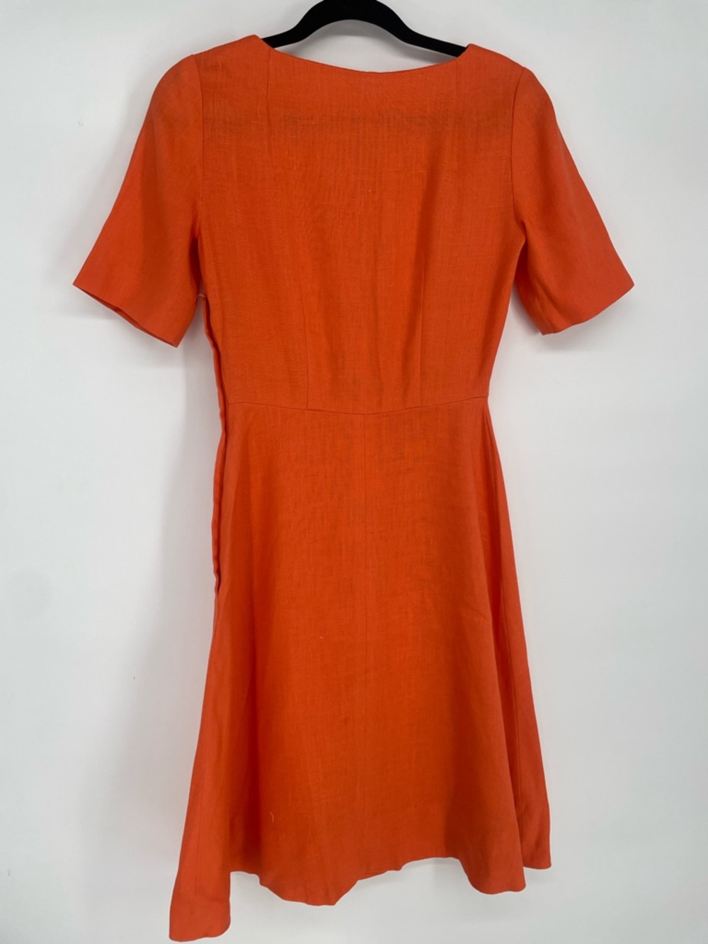 Vintage 60s Mod Vibrant Orange Asymmetrical Button Front A-line Retro Dress - Picture 9 of 12